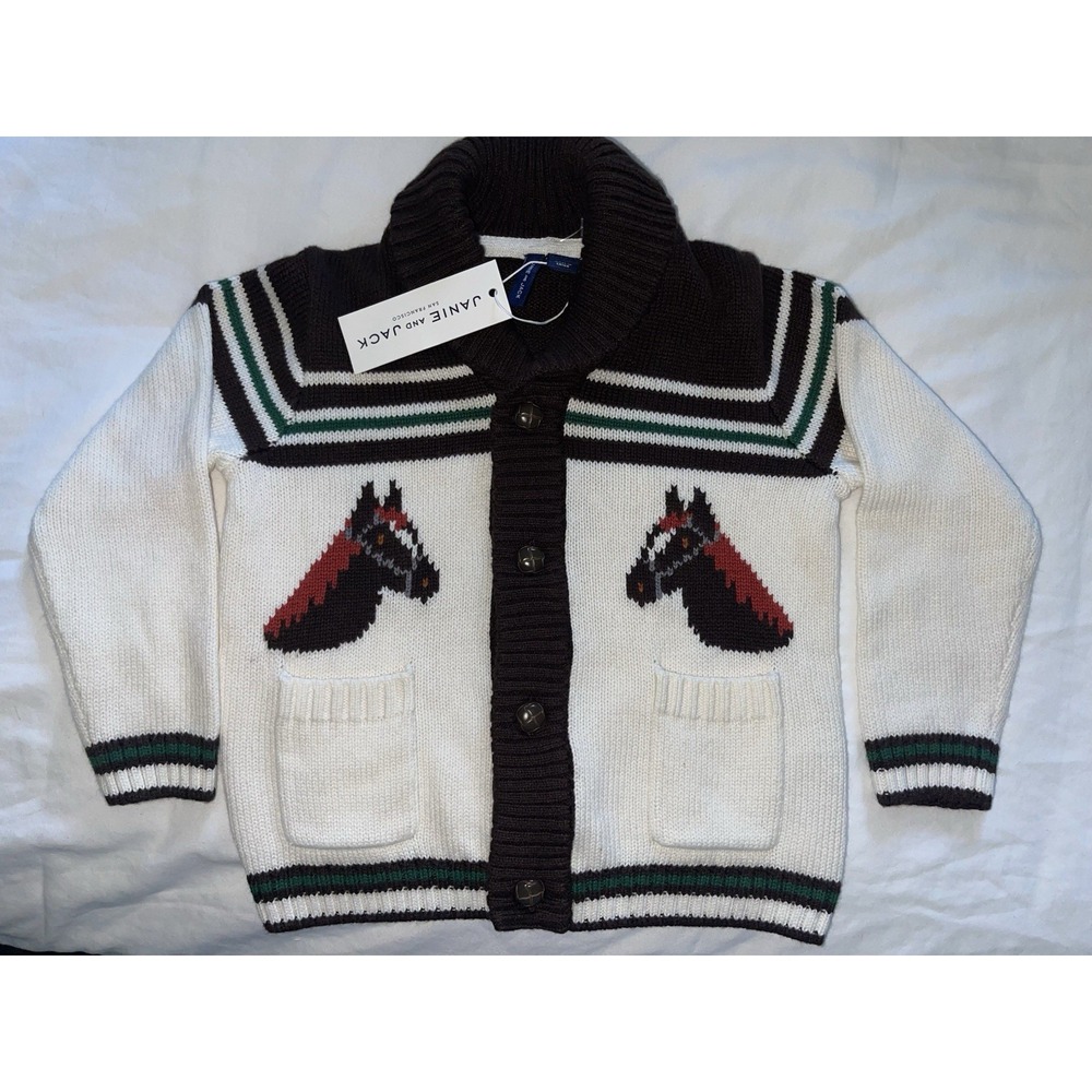 Janie & Jack Horses Equestrian Cardigan‎ Sweater Size 2T New With Tags